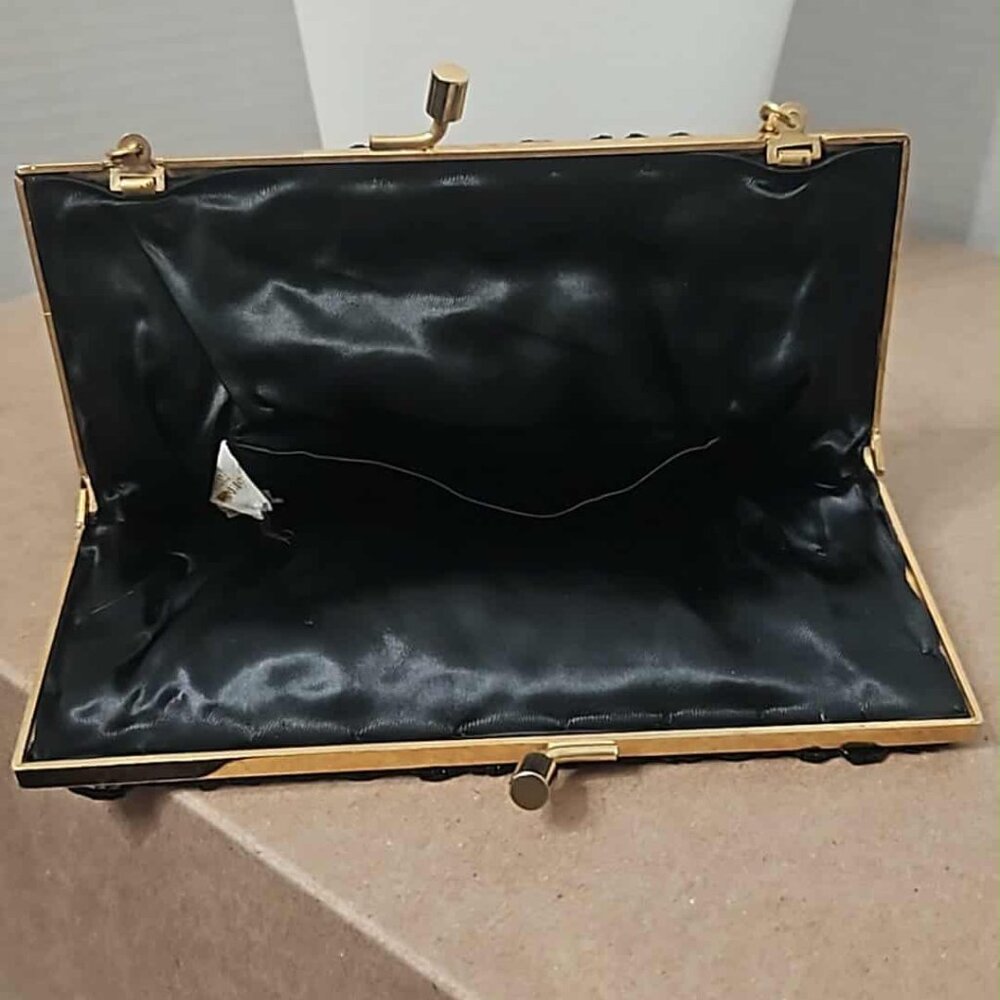 Vintage 1950's/60's  black beaded evening bag - Picture 4 of 5